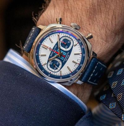 BLS Factory Breitling Top Time 38mm 7750 Movement Blue Leather Strap Watch